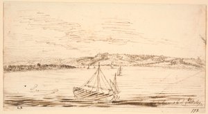 Rivieraanzicht vanaf Lormont, Bordeaux, gezien vanaf de Garonne-rivier door Hem