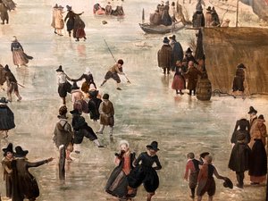 Dutch: IJslandschap / IJsvermaak Winter Landscape with Numerous Skaters door Hendrick Avercamp