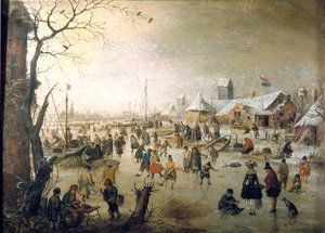 Dutch: Winterlandschap met schaatsenrijders A scene on the Ice door Hendrick Avercamp