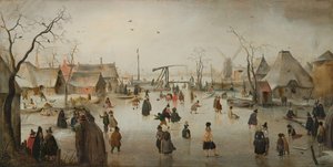 Schaatsen in een dorp door Hendrick Avercamp
