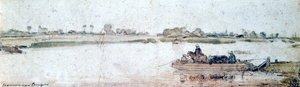 Rivierlandschap met touwveer, begin 17e eeuw