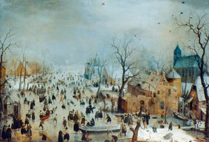 Winterscène met Schaatsers, ca. 1608 door Hendrick Avercamp