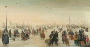 Winterplezier buiten de stad door Hendrick Avercamp