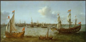 Uitzicht op het IJ bij Amsterdam door Hendrick Cornelisz. Vroom