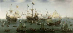 De Terugkeer naar Amsterdam van de Tweede Expeditie naar Oost-Indië door Hendrick Cornelisz. Vroom