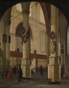 Gezicht op de Oude Kerk in Delft