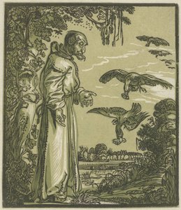 Paulus de Kluizenaar (Elia?) gevoed door raven door Hendrick Goltzius (attributed to)
