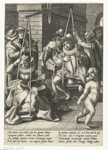 De huwelijksweegschaal (Spreekwoorden naar Karel van Mander) door Hendrick Goltzius (attributed to workshop of)