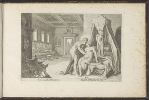 Apollo verleidt Leucothea door Hendrick Goltzius (workshop of)