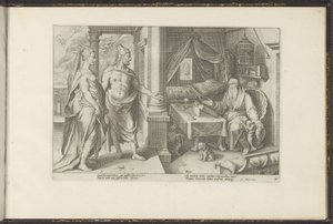 Juno en Jupiter vragen raad aan Tiresias door Hendrick Goltzius (workshop of)