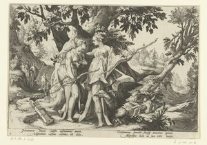 Jupiter verleidt Callisto in de gedaante van Diana
