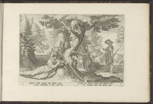 Mercurius en Battus door Hendrick Goltzius (workshop of)