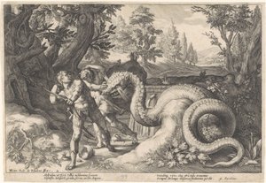 Metgezellen van Cadmus door een draak verslonden