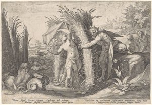 Pan en Syrinx door Hendrick Goltzius (workshop of)