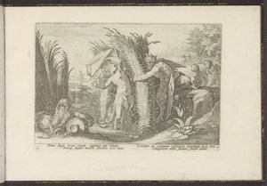 Pan en Syrinx door Hendrick Goltzius (workshop of)