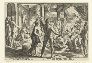 Phaëton in het paleis van Helios door Hendrick Goltzius (workshop of)