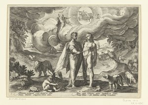 Prometheus schenkt de mens het vuur door Hendrick Goltzius (workshop of)
