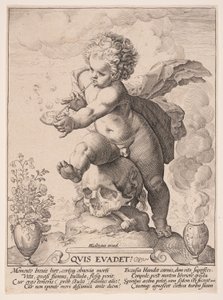 Allegorie van vergankelijkheid (Quis Evadet) door Hendrick Goltzius