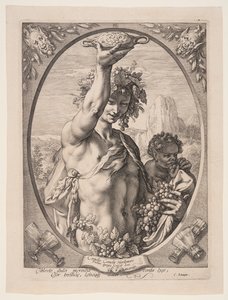 Bacchus, uit Drie heidense goden en godinnen door Hendrick Goltzius