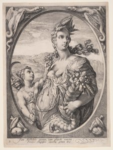 Ceres, van Drie heidense goden of godinnen door Hendrick Goltzius