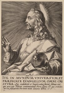 Christus als Salvator Mundi door Hendrick Goltzius