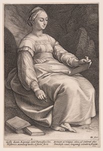 Clio, de Muze van de Geschiedenis, uit De Negen Muzen door Hendrick Goltzius