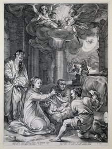 De aanbidding der herders door Hendrick Goltzius