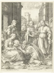 De aanbidding der koningen door Hendrick Goltzius