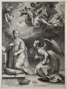 De annunciatie door Hendrick Goltzius