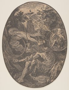 Demogorgon in de Grot der Eeuwigheid, uit De Goden door Hendrick Goltzius