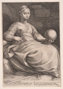 Erato, de Muze van de Lyrische Poëzie, uit De Negen Muzen door Hendrick Goltzius