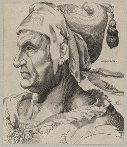 Hippocrates. Buste van een man in profiel