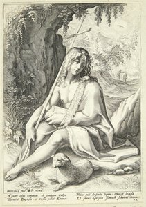 Johannes de Doper in de woestijn door Hendrick Goltzius