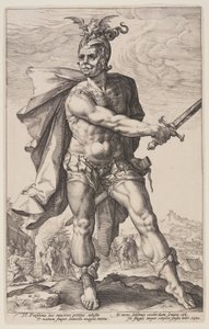 Mucius Scaevola, uit De Romeinse Helden door Hendrick Goltzius