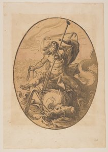 Oceanus, van De godheden door Hendrick Goltzius