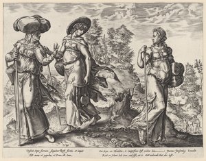 Orpa verlaat Naomi en Ruth door Hendrick Goltzius