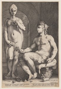 Pygmalion en Galatea door Hendrick Goltzius