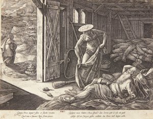 Ruth en Boaz op de dorsvloer door Hendrick Goltzius