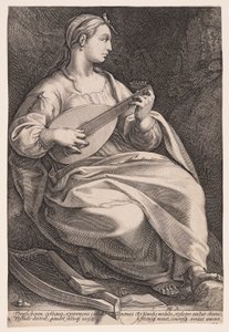 Terpsichore, de Muze van de Dans, uit De Negen Muzen door Hendrick Goltzius