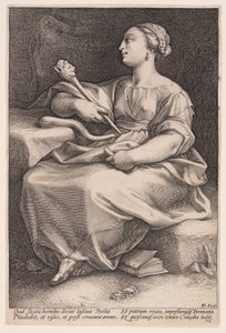 Thalia, de muze van de komedie, uit De negen muzen door Hendrick Goltzius