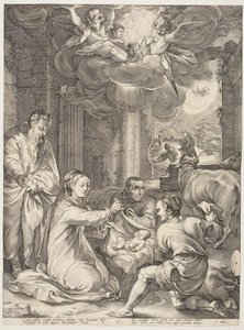 De aanbidding van de herders door Hendrick Goltzius