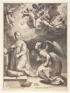 De Aankondiging, uit De geboorte en het vroege leven van Christus door Hendrick Goltzius