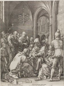 De Besnijdenis, plaat vier uit De Geboorte en Vroege Leven van Christus door Hendrick Goltzius