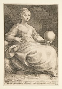 De negen muzen: Erato, #7 in een serie van 9 door Hendrick Goltzius
