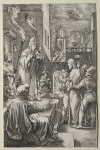 De Passie: Christus voor Kajafas door Hendrick Goltzius