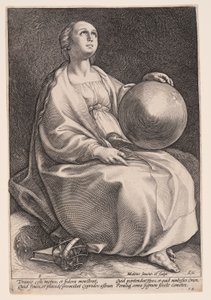 Urania, de Muze van de Astronomie, uit De Negen Muzen door Hendrick Goltzius