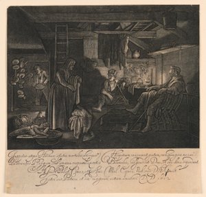 Jupiter en Mercurius als Gasten van Philemon en Baucis door Hendrick Goudt