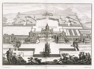 Castle Howard in Yorkshire, uit "Vitruvius Britannicus", of "The British Architect, containing the Plans, Elevations, and Sections of the regular buildings both publick and private, in Great Britain" door Colin Campbell door Hendrick Hulsberg