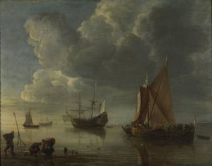 Een kalme zee door Hendrick Jacobsz. Dubbels