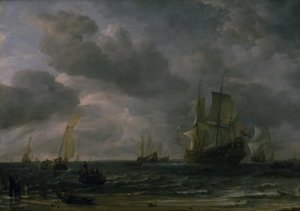 Schepen in een Bries voor de Nederlandse Kust door Hendrick Jacobsz Dubbels